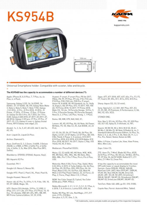 Крепление для телефона/GPS навигатора с креплением KAPPA KS954B