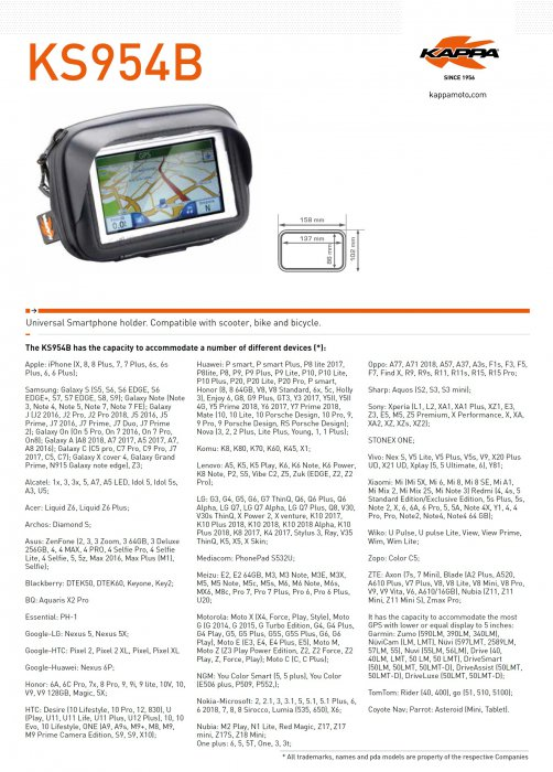 Кріплення для телефону/GPS навігатора з кріпленням KAPPA KS954B