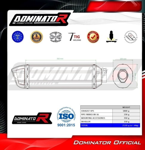 Прямоток BMW F800GS 2008 - 2017 DOMINATOR HP1 черный