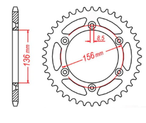 Приводная звезда HUSQVARNA TE 410 '99-'00, TE 610 '99-'09, SMR 450/630 '03-'04, SUZUKI DR 350 '90-'03 MTX 11-415-45 (JTR822.45)