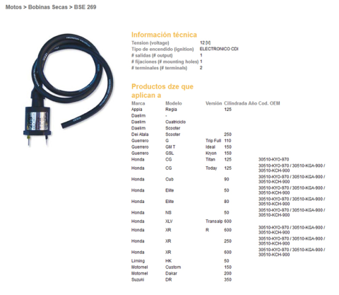 Катушка зажигания HONDA XL600V, XR600R, XR250R, SUZUKI DR350 DZE ELEKTRYKA 269-01
