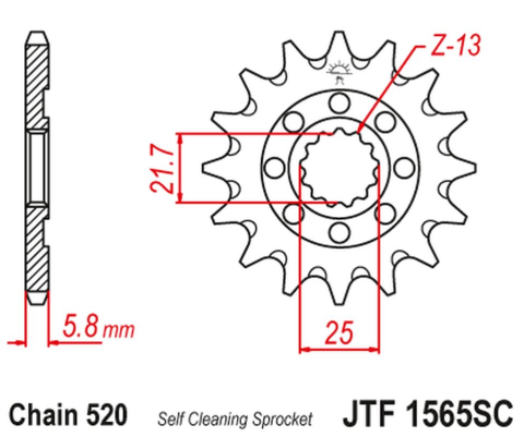 Приводная звезда KAWASAKI KXF 450 '06-20' KLX 450 '08-20' JT JTF1565.13SC