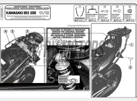 Крепления кофра KAPPA (без площадки) Kawasaki ER5 500 (01-07) K4400