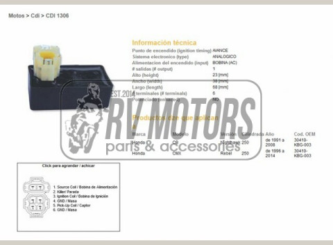 Коммутатор HONDA CB250 NIGHTHAWK 91-08, CMX250 REBEL 96-14 DZE ELEKTRYKA 1306-01