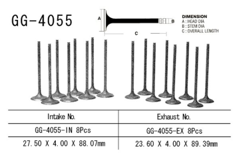 Клапан впускной KAWASAKI ZX 9RR 05-06 (ZX6002N1, N6F) VESRAH GG-4055-IN