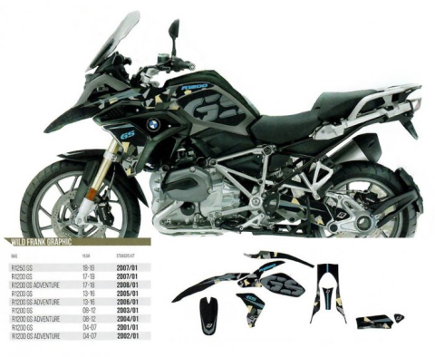 Комплект наклеек BMW R 1200GS ADVENTURE '14-'18 BLACKBIRD WILD FRANK GRAPHIC E2D08/01