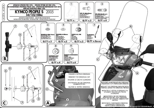 Кріплення вітрового скла Kappa KYMCO People S A137A