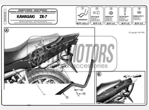 Крепления кофра KAPPA (без площадки) Kawasaki ZR7/ZR7S 750 (99-04) K4360