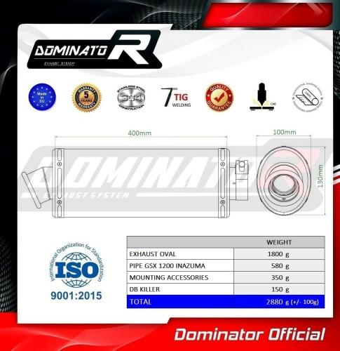 Прямоток Suzuki GSX 1200 INAZUMA 1999 - 2000 DOMINATOR овальный