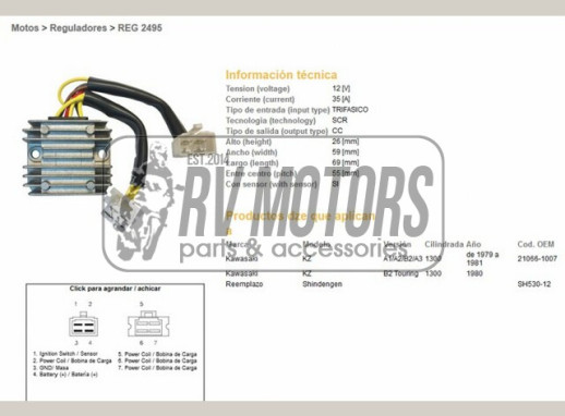 Регулятор напруги KAWASAKI KZ1300A/B 79-81 DZE ELEKTRYKA 2495-01