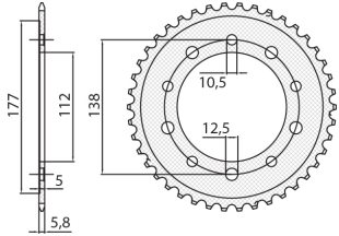 Приводная звезда HONDA NC 700/750S '12-'19, NC 700/750X '12-'19 SUNSTAR SUN1-3485-43 (JTR1316.43)