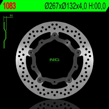 Гальмівний диск NG передній YAMAHA X-MAX 125/250/400/500, MAJESTY 400 &#39;04-&#39;13, T-MAX 500/530 (PŁYWAJĄCA) (267X132X4) (5X8,5MM) NG1083