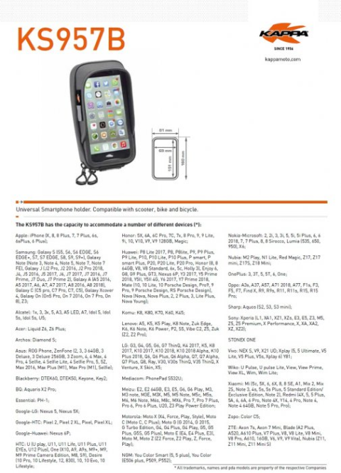 Крепление для телефона/GPS навигатора с креплением KAPPA KS957B