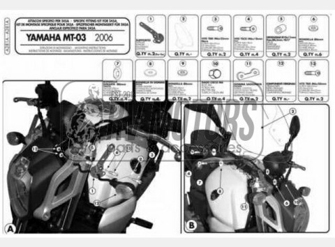 Крепление ветрового стекла Kappa Yamaha MT-03 600 (06-14) A281A