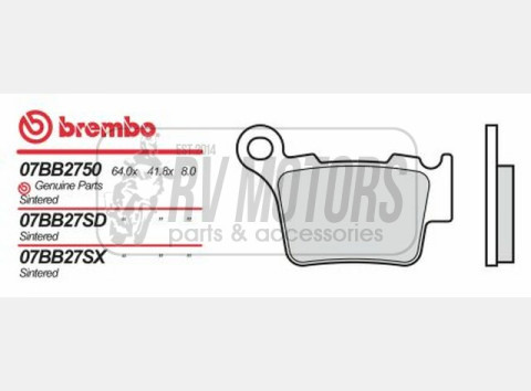 Тормозные колодки BREMBO BRM 07BB27SD