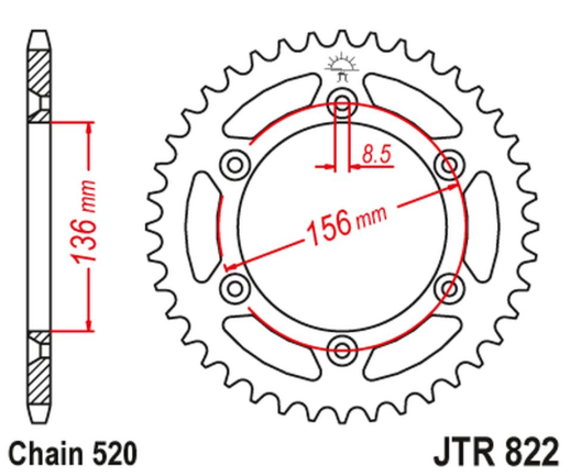 Приводная звезда HUSQVARNA SM 610 (08-09), SUZUKI DR350 (90-03), RGV 250 (91-96) JT JTA822.53BLK