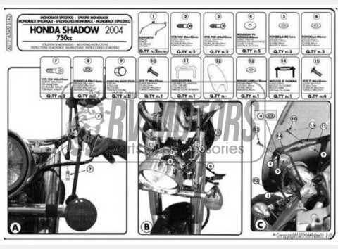 Крепление ветрового стекла Kappa Honda Shadow AS121A2