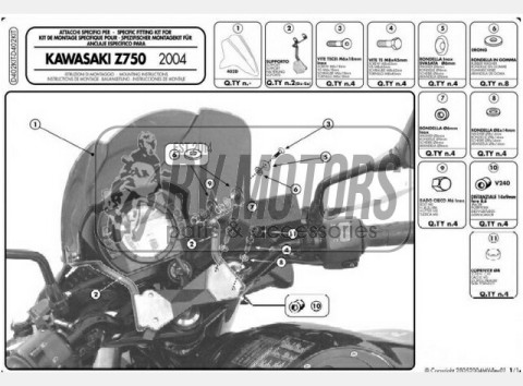 Крепление ветрового стекла Kappa Kawasaki Z 750 D402KIT