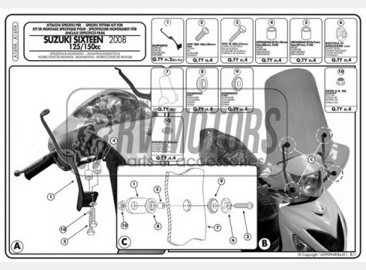 Кріплення вітрового скла Kappa Suzuki Sixteen 125-150 (08-12) A169A