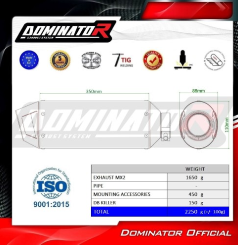 Прямоток Suzuki V-Strom 800 SE / V-Strom 800 DE 2023 - 2024 DOMINATOR MX2