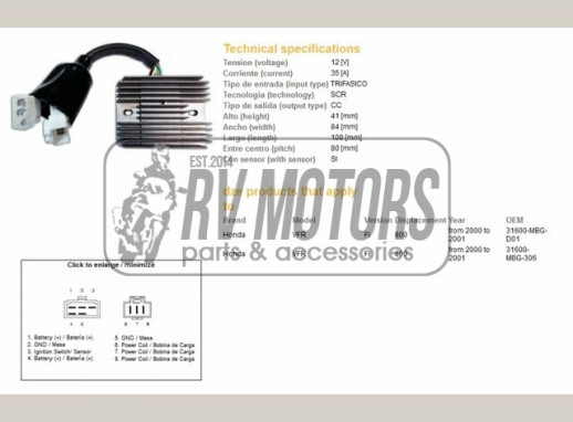 Регулятор напруги HONDA VFR 800 DZE ELEKTRYKA 2473-01