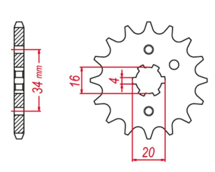 Приводная звезда YAMAHA DT125 LC '82-'88, TZR125, SR125 GROSSKOPF 26315G (JTF1263.15)