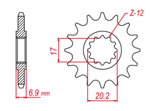 Приводная звезда APRILIA,BETA, MBK, PEUGEOT, RIEJU, YAMAHA GROSSKOPF 600M14G (JTF1120.14)