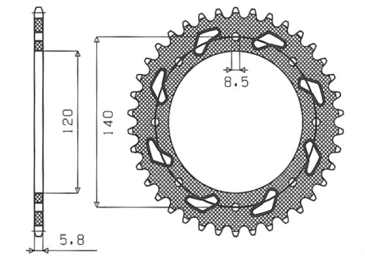 Приводная звезда KAWASAKI KLE 500 '91-07 SUNSTAR SUN1-3532-46 (JTR487.46) 