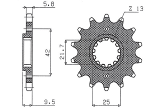 Приводная звезда KAWASAKI EX250/300 NINJA '08-'16 SUNSTAR SUN34114 (JTF1539.14)