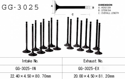 Клапан впускний SUZUKI GSF400 Bandit 400 93 VESRAH GG-3025-IN