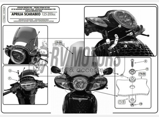 Кріплення вітрового скла Kappa Aprilia Scarabeo 125-200 (06-07/11-14) A154A