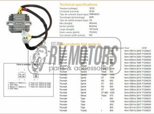 Регулятор напряжения TRIUMPH DAYTONA/SPEED/SPRINT/TIGER DZE ELEKTRYKA 2493-01
