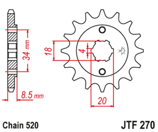 Приводная звезда HONDA CA 125 '95-01', CB/CBX/CM/CMX 250 '83-16' JT JTF270.13