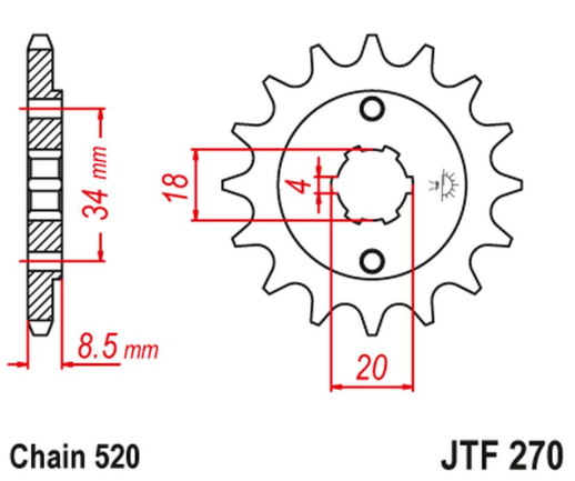 Приводная звезда HONDA CA 125 '95-01', CB/CBX/CM/CMX 250 '83-16' JT JTF270.13