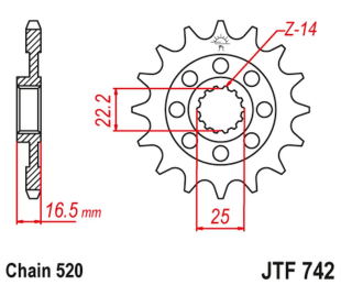 Приводная звезда DUCATI 848/1098/1198 '07-'15 JT JTF742.14