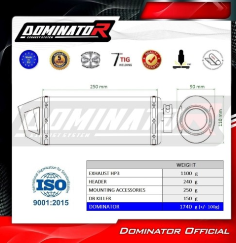 Прямоток Suzuki GSXR 600 K6 K7 2006 - 2007 DOMINATOR HP3 черный