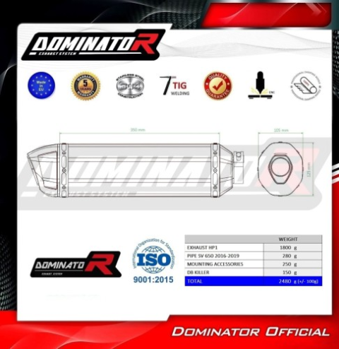 Прямоток Suzuki SV 650 2016 - 2023 DOMINATOR HP1 черный
