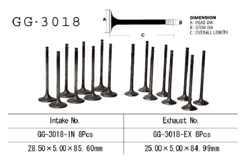 Клапан выпускной SUZUKI GSF 1200 BANDIT 97-02, GSXR 1100 86-90, GSX 1100 F/G 88-93 VESRAH GG-3018-EX