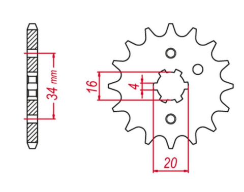 Приводная звезда YAMAHA DT125 LC '82-'88, TZR125, SR125 GROSSKOPF 26316G (JTF1263.16)