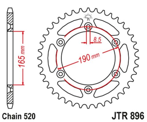 Приводная звезда KTM 125MX, 250MX, 500MX 350 ENDURO (88-89) JT JTA896.50BLK