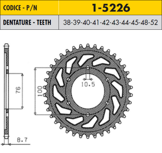 Привідна зірка SUNSTAR 1-5226-45 (JTR816.45ZBK)