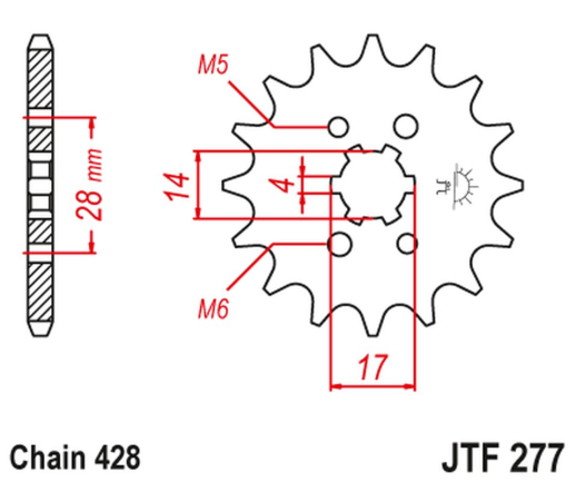 Приводная звезда HONDA TRX 90 '93-19', CRF 125 '14-21', DERBI SENDA/MULHACEN/TERRA '07-14' JT JTF277.13