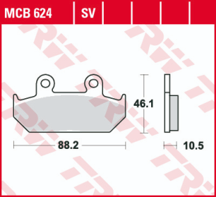 Тормозные колодки CAGIVA CANYON, ELEFANT; HONDA CB, CBR, CD, GL, NV, NX, VFR, VLX, VT, XRV 125-1500 1986- TRW LUCAS MCB624SV