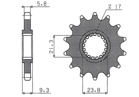 Приводная звезда HONDA CR 250 '88-'07, CRF 450 '02-'18,CRF 250R '22-'23, TRX 450/700 SUNSTAR SUN34713 (JTF284.13)