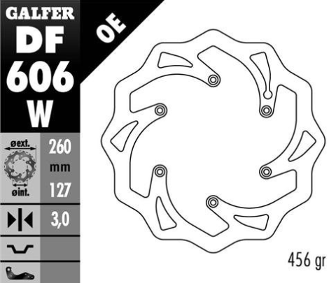 Тормозной диск GALFER плавающий передний KTM SX/EX 260 mm DF606W