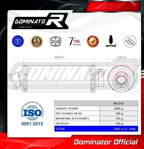 Прямоток BMW R1200ST 2004 - 2009 DOMINATOR круглый