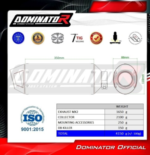 Полная система выхлопа Suzuki V-Strom 800 SE / V-Strom 800 DE 2023 - 2024 DOMINATOR MX2 черный