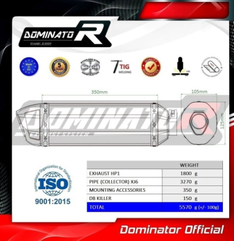 Полная система выхлопа Yamaha XJ6N / XJ6S / XJ6F Diversion 2009 - 2016 DOMINATOR HP1 черный