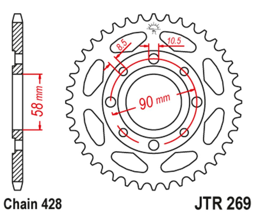Приводная звезда HONDA CG 125 '02-'05, CM 125 '82-'97, CB 125T '82-'88, DAELIM VC 125 '96-'99 JT JTR269.56