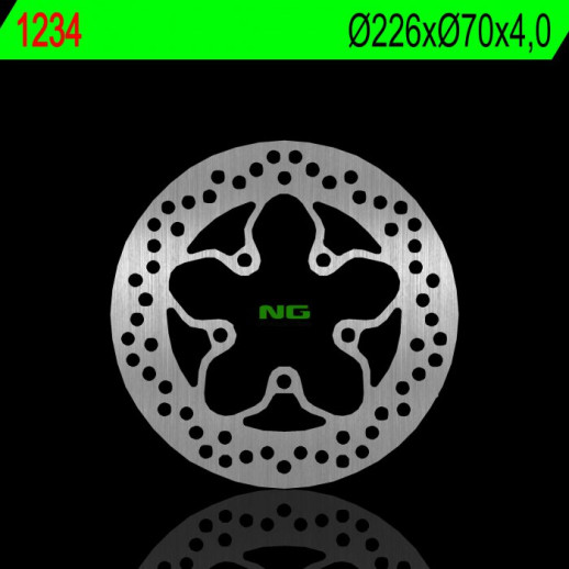 Гальмівний диск передній NG PEUGEOT ELYSTAR 125/150 01-03, ELYSTAR 50 01-07 (226X70X4,0MM) (5X8,5MM) NG1234